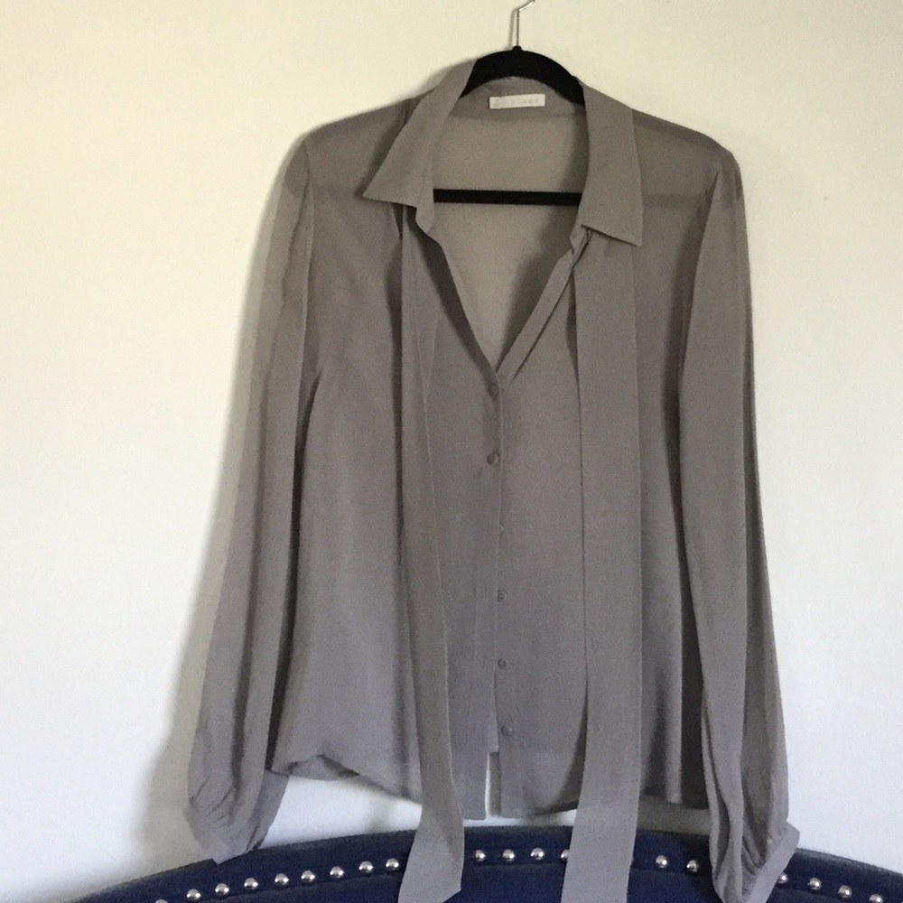 Hinge Silk Gray Blouse - image 1